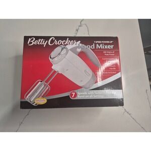 Betty Crocker 7-Speed Power-Up Hand Mixer 300W White BC-2205C with Dough Hooks